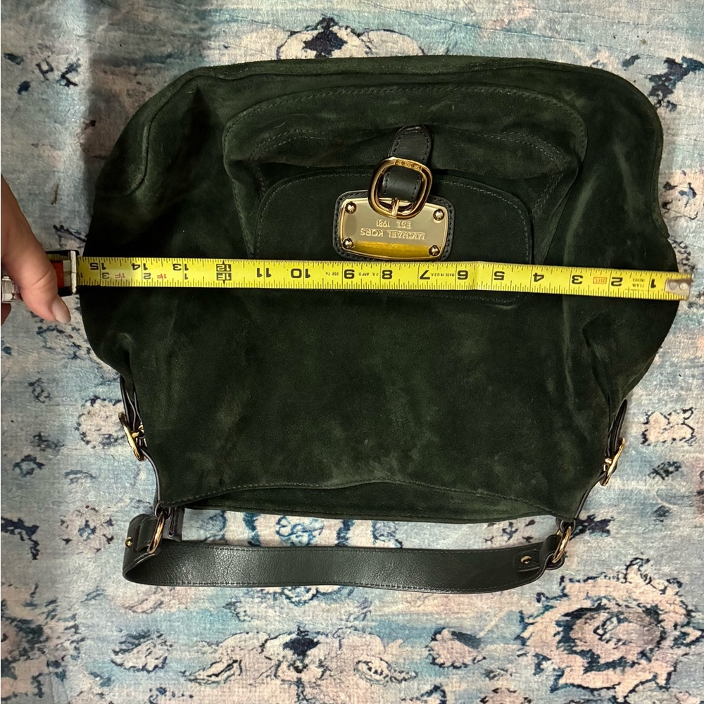 MICHAEL Michael Kors Forest Green Suede Shoulder Bag with Gold Hardware - Picture 9 of 9